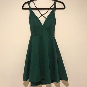 Forest Green Backless Skater Dress